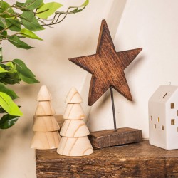 Rebecca Mobili Wood Star Brown with Stand Christmas Decoration