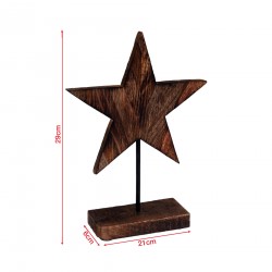 Rebecca Mobili Étoile en Bois Marron avec Support Décoration de Noël