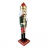 Rebecca Mobili Schiaccianoci di Natale Statuetta Decorativa Legno 38 cm con Corona Rossa