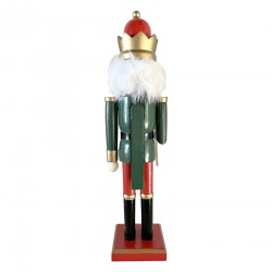 Rebecca Mobili Quebra-Nozes de Natal Figura Decorativa em Madeira 38 cm com Coroa Vermelha