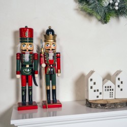 Rebecca Mobili Christmas Nutcracker Wooden Figure 38 cm with Black Crown Gift Idea