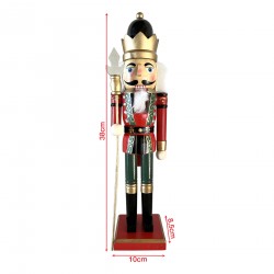 Rebecca Mobili Kerst Notenkraker Houten Figuur 38 cm met Zwarte Kroon Cadeau Idee