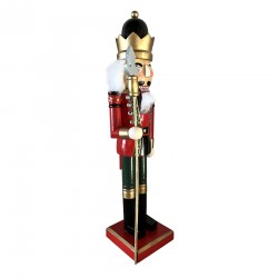 Rebecca Mobili Christmas Nutcracker Wooden Figure 38 cm with Black Crown Gift Idea