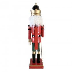 Rebecca Mobili Christmas Nutcracker Wooden Figure 38 cm with Black Crown Gift Idea