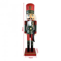 Rebecca Mobili Nussknacker Soldat Weihnachtsdekoration aus Holz 38 cm Roter Hut