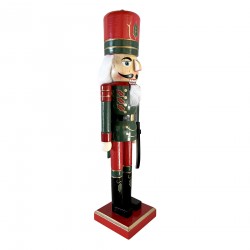 Rebecca Mobili Soldat Casse-Noisette Décoration de Noël en Bois 38 cm Chapeau Rouge