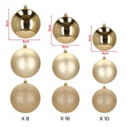 Rebecca Mobili Bolas Decorativas para Árbol de Navidad 34 uds Color Oro Vidrio