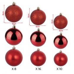 Rebecca Mobili Bolas de Navidad Decoraciones para Árbol 34 uds Rojas de Vidrio