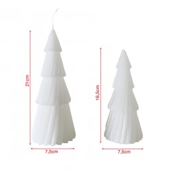 Rebecca Mobili Set 2 Candele Natalizie ad Albero Bianco in Cera di Soia Idea Regalo