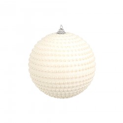 Rebecca Mobili Set of 4 Christmas Tree Balls White Plastic with Beads