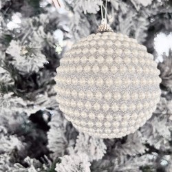 Rebecca Mobili Set de 4 Grandes Bolas de Navidad para Árbol de Plástico Color Plata Estilo Clásico