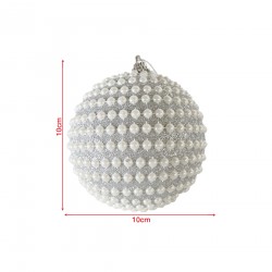 Rebecca Mobili Set 4 Large Christmas Tree Baubles Plastic Silver Color Classic Style