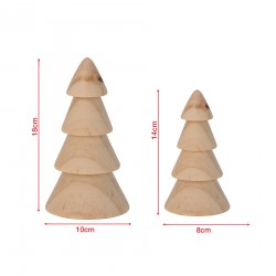 Rebecca Mobili Ensemble de 2 Petits Sapins de Noël en Bois Naturel Marron Décorations de Noël Idée Cadeau