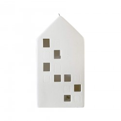 Rebecca Mobili Ceramic House Christmas Decoration with Lights White for Table Fireplace