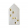 Rebecca Mobili Ceramic House Christmas Decoration with Lights White for Table Fireplace