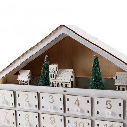 Rebecca Mobili White Wooden Advent Calendar with 24 Drawers and Lights Gift Ideas