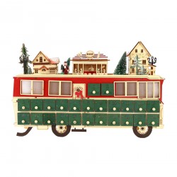 Rebecca Mobili Wooden Train-Shaped Advent Calendar with 24 Drawers and Lights Gift Idea