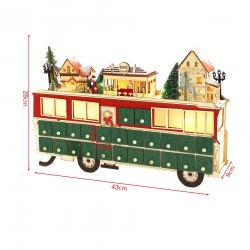 Rebecca Mobili Wooden Train-Shaped Advent Calendar with 24 Drawers and Lights Gift Idea