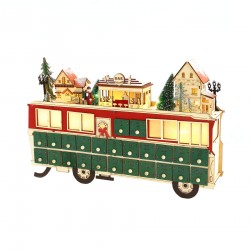 Rebecca Mobili Wooden Train-Shaped Advent Calendar with 24 Drawers and Lights Gift Idea