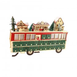 Rebecca Mobili Wooden Train-Shaped Advent Calendar with 24 Drawers and Lights Gift Idea