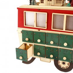 Rebecca Mobili Wooden Train-Shaped Advent Calendar with 24 Drawers and Lights Gift Idea