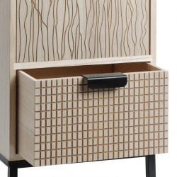 Rebecca Mobili Industrial Style Bedside Table in Wood and Metal with 3 Drawers