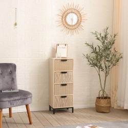 Rebecca Mobili Chest of Drawers with 4 Drawers in Wood and Metal Modern Style