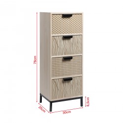 Rebecca Mobili Chest of Drawers with 4 Drawers in Wood and Metal Modern Style