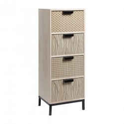 Rebecca Mobili Chest of Drawers with 4 Drawers in Wood and Metal Modern Style