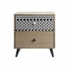 Rebecca Mobili Low Bedside Table with 2 Drawers in Wood and Metal Space Saver