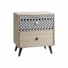 Rebecca Mobili Low Bedside Table with 2 Drawers in Wood and Metal Space Saver