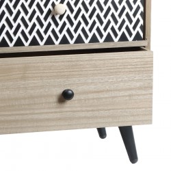 Rebecca Mobili Low Bedside Table with 2 Drawers in Wood and Metal Space Saver