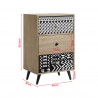 Rebecca Mobili Bedside Table with 3 Drawers in Wood and Metal Boho Scandi Style