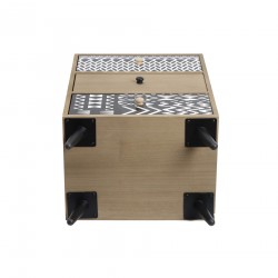 Rebecca Mobili Bedside Table with 3 Drawers in Wood and Metal Boho Scandi Style