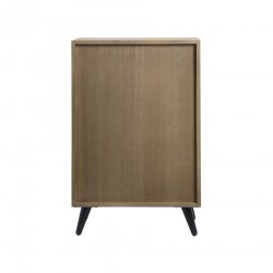 Rebecca Mobili Bedside Table with 3 Drawers in Wood and Metal Boho Scandi Style