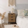 Rebecca Mobili Scandinavian Style Bedside Table with 3 Wooden Drawers Compact