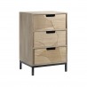 Rebecca Mobili Scandinavian Style Bedside Table with 3 Wooden Drawers Compact