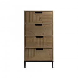 Rebecca Mobili Modern Chest of Drawers with 3 Carved Drawers Wood Metal