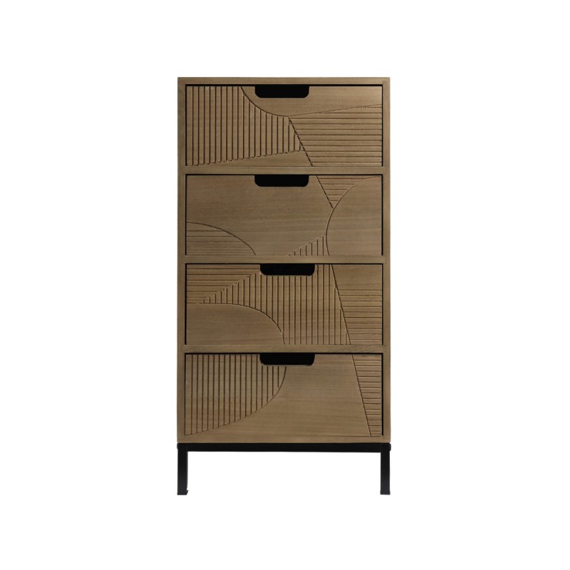 Rebecca Mobili Commode Moderne avec 3 Tiroirs Sculpté Bois Métal