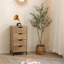 Rebecca Mobili Modern Chest of Drawers with 3 Carved Drawers Wood Metal