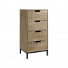 Rebecca Mobili Modern Chest of Drawers with 3 Carved Drawers Wood Metal