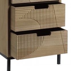 Rebecca Mobili Modern Chest of Drawers with 3 Carved Drawers Wood Metal