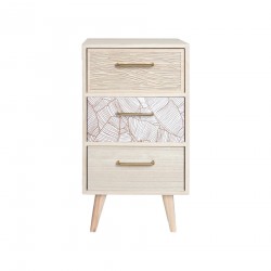 Rebecca Mobili Tall and Slim Wooden Bedside Table with 3 Drawers