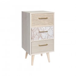 Rebecca Mobili Tall and Slim Wooden Bedside Table with 3 Drawers