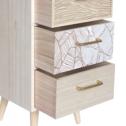 Rebecca Mobili Table de Chevet Étroite et Haute en Bois avec 3 Tiroirs