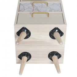 Rebecca Mobili Tall and Slim Wooden Bedside Table with 3 Drawers