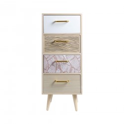 Rebecca Mobili Commode Étroite en Bois avec 4 Tiroirs Style Bohème