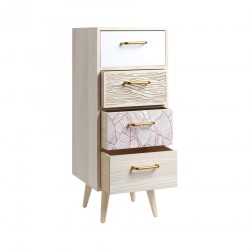 Rebecca Mobili Slim Wooden Chest of Drawers with 4 Drawers Boho Style