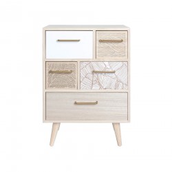 Rebecca Mobili Mueble Cómoda Multiusos de Madera Clara con 5 Cajones