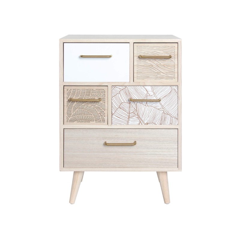 Rebecca Mobili Meuble Commode Polyvalent en Bois Clair avec 5 Tiroirs